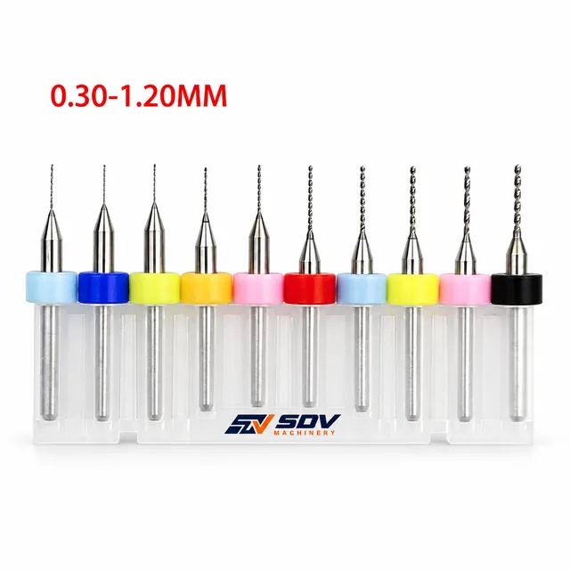 10pcs PCB Mini Drill Bits 0.1-3mm - 3.175mm Tungsten Steel Carbide CNC Router