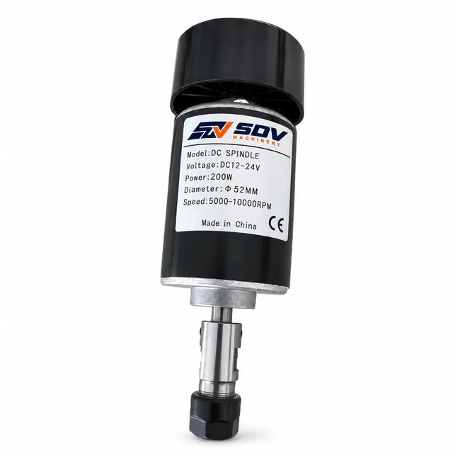 CNC Air Cooled 0.2KW Spindle Motor Kit - 200W ER11, 52mm Clamp, 24V DC