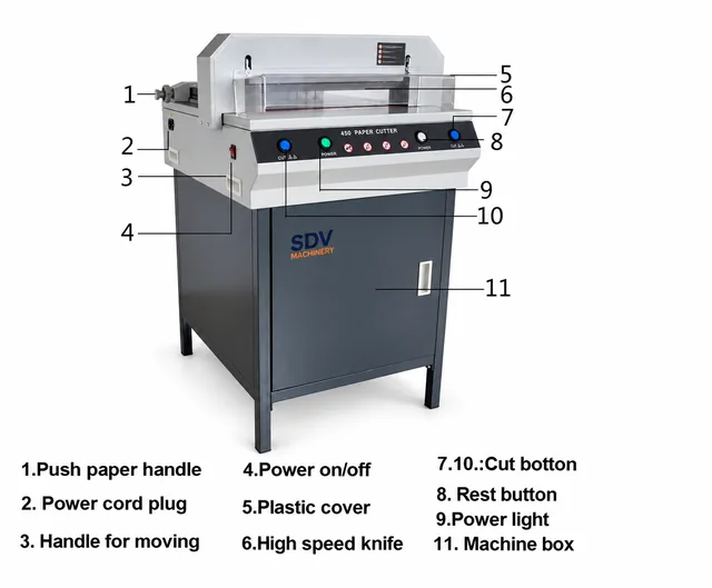 450V Digital Control Electric Stack Paper Cutter: 17.7-Inches