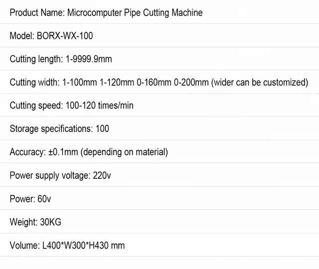 Microcomputer Pipe Cutting Machine - Copper/Aluminum BORX-WX100