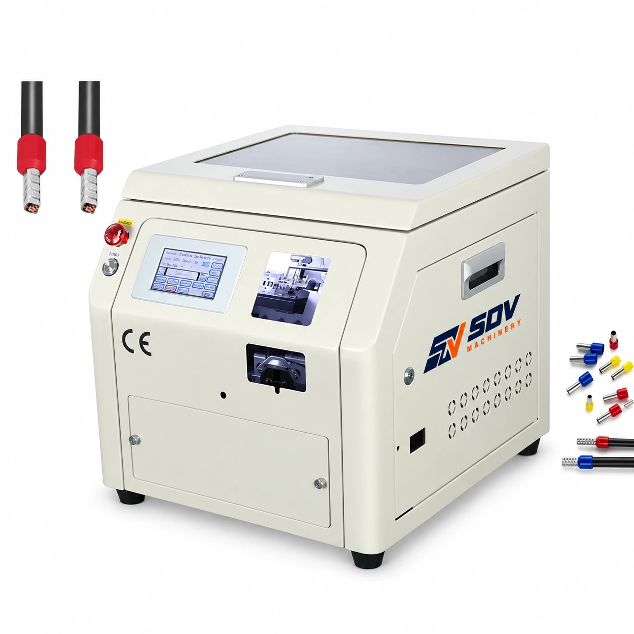 带旋转(0.14–16mm²) 的自动套管带带压接机 EW-5515