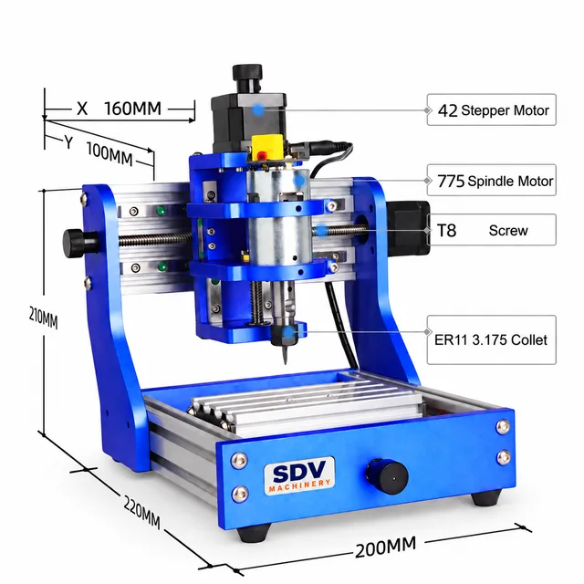 Full Metal Mini CNC Router 1310 Frame - Desktop PCB Milling Wood CNC1310