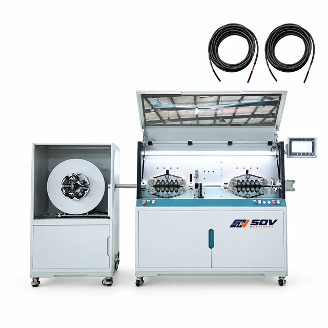 Heavy-Duty Wire Cutting & Stripping Machine with Synchronized Vertical Coiling Machine (10-300 mm²) EW-3255+C