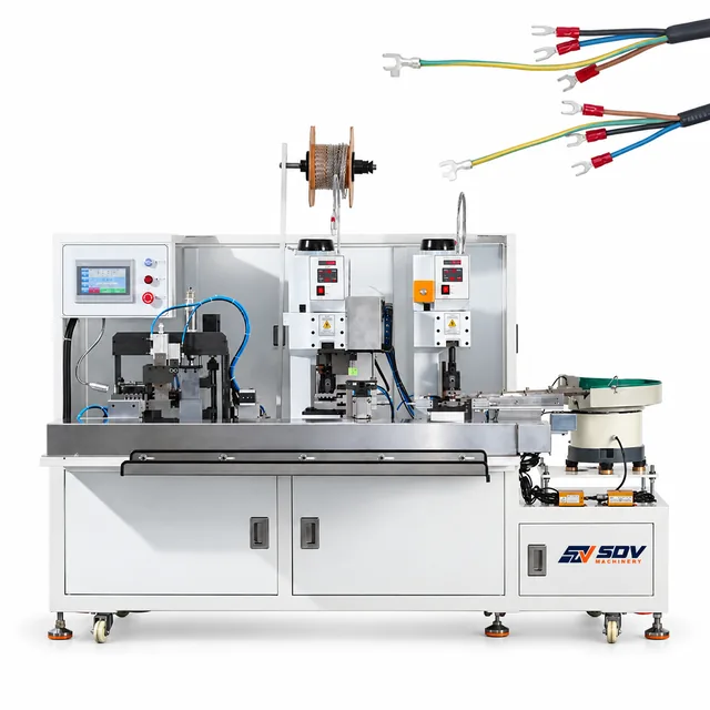 Vibrating plate feeding Three/Four core sheathed cable stripping and terminal crimping machi EW-7045