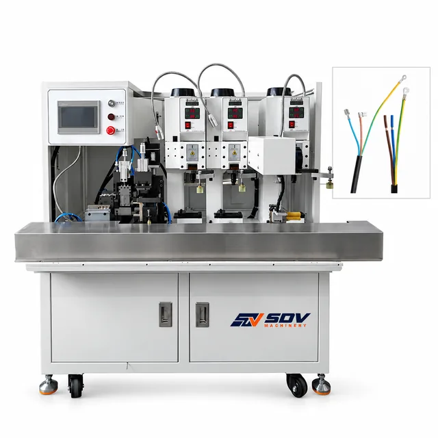 Three-core sheathed wire stripping and terminal crimping machine EW-7020