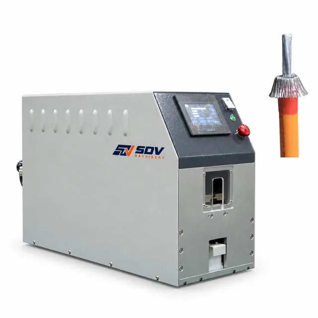 Automatic Cable Shield Braid Brushing, Cutting and Folding Back Machine (Wire OD 2.5–6.0mm) EW-1190