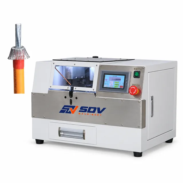 Automatic Cable Shield Braid Brushing, Cutting and Folding Back Machine (Wire OD 3.0–9.0mm) EW-1060